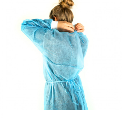 Blouse de protection non tissée 25g - avec poignets élastiquées - Coloris bleu -sachet de 10 blouses