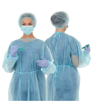 Blouse de protection non tissée 25g - avec poignets élastiquées - Coloris bleu -sachet de 10 blouses