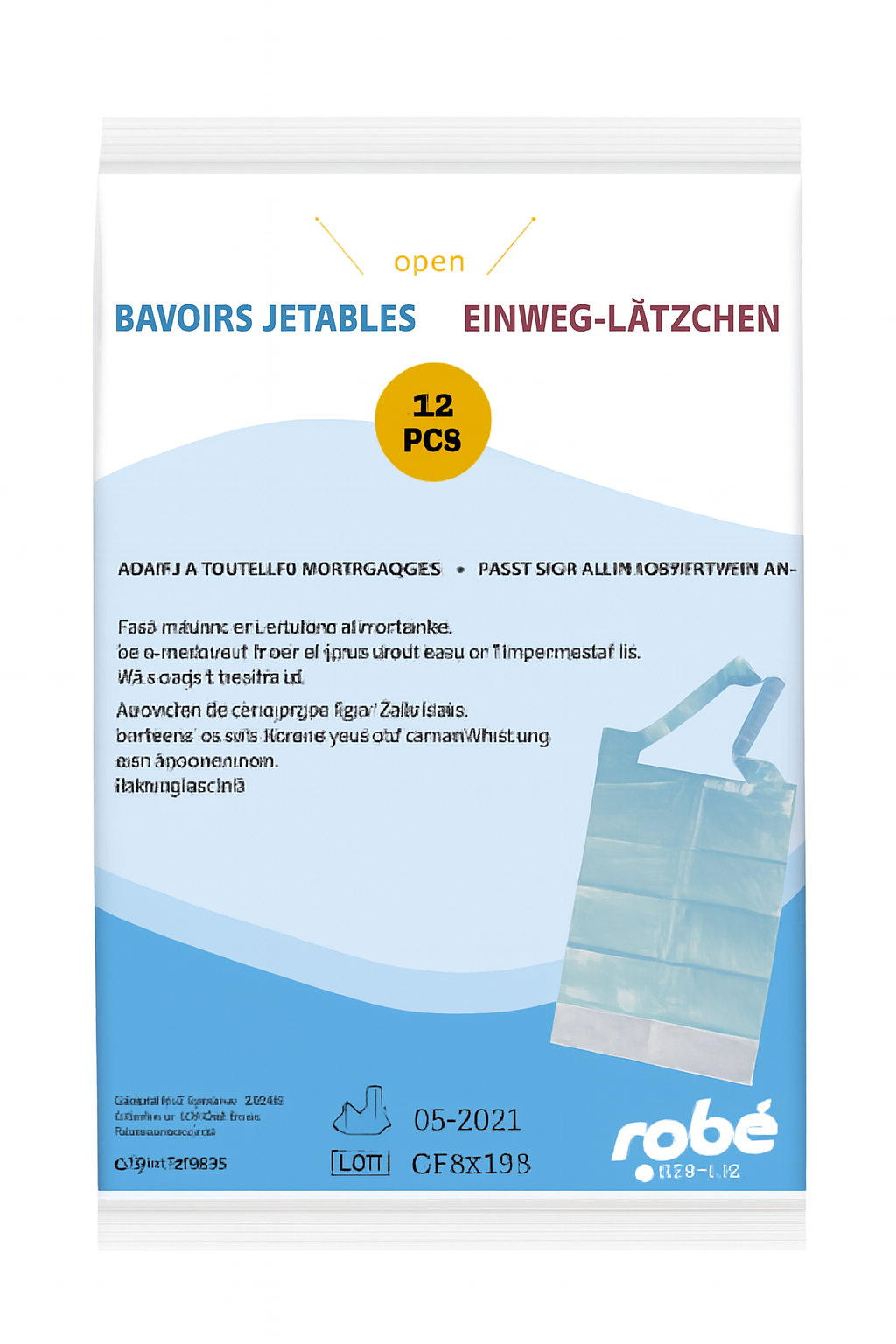 Bavoirs Jetables avec Poche de Récupération, sachet de 12